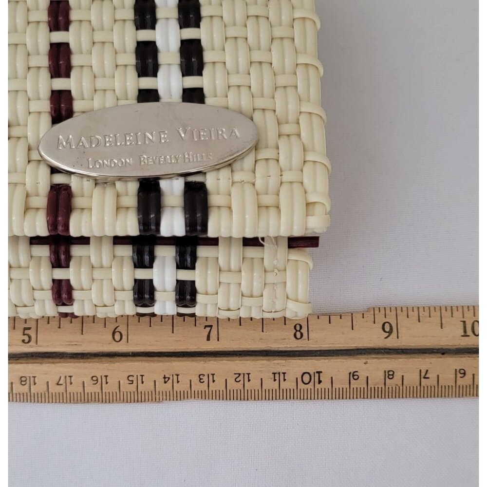 Madeleine Vieira Beige Woven Plastic Tri Fold Women's Wristlet Clutch Wallet - Picture 7 of 8